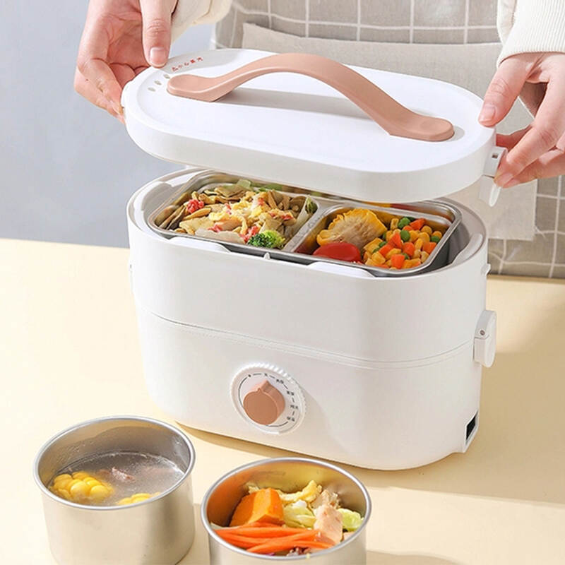 Hộp Cơm Điện - LocknLock Portable Heating Lunch Box 220V, 50Hz, 270W, 1.3L - 2 M&agrave;u (Hồng, Trắng) - EJR211 image number null